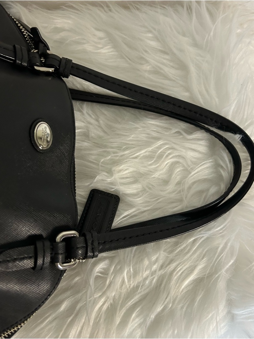 Coach Black Leather Shoulder Bag Silver Hardware structured Tote Classic - Picture 10 of 12
